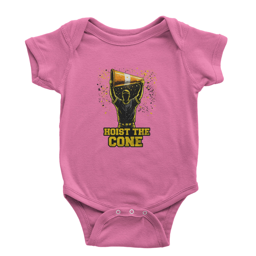 Hoist The Cone Pittsburgh Pride Infant One-Piece Romper Bodysuit Or Toddler T-shirt Raspberry