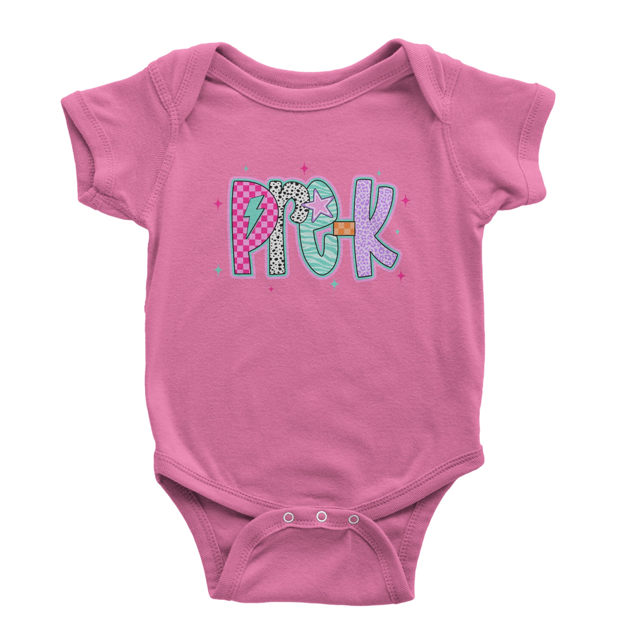 Pre-K Party Time Colorful Back to School Infant One-Piece Romper Bodysuit Or Toddler T-shirt Raspberry