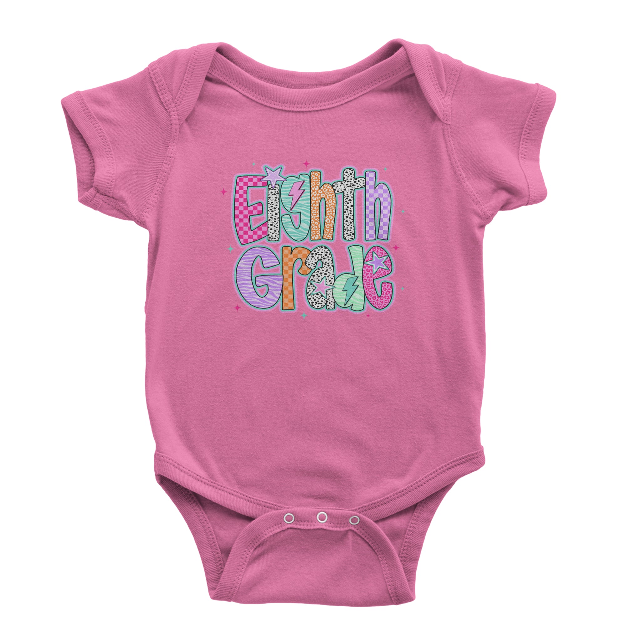 Eighth Grade Energy Colorful Back to School Infant One-Piece Romper Bodysuit Or Toddler T-shirt Raspberry