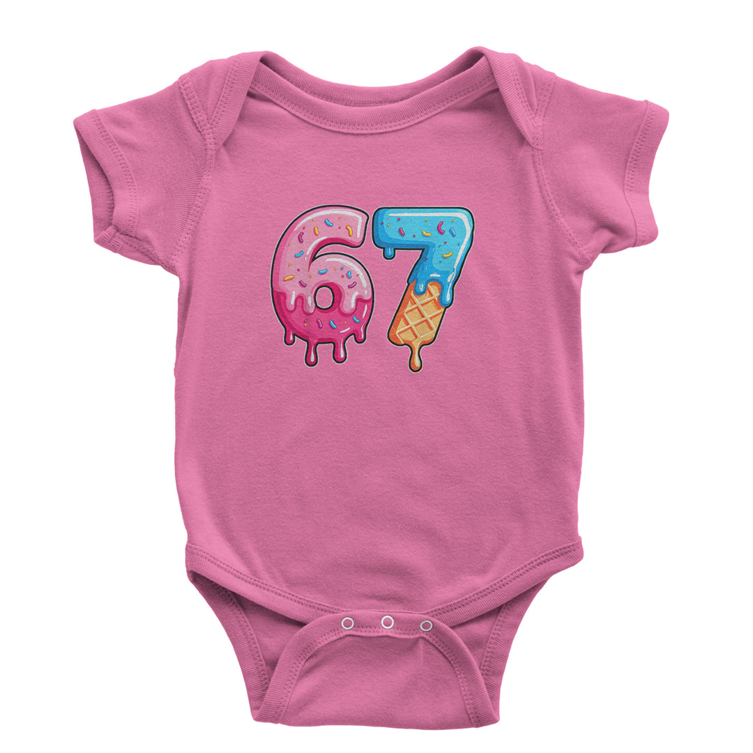 67 Dripping Ice Cream Donut Melt Infant One-Piece Romper Bodysuit Or Toddler T-shirt Raspberry