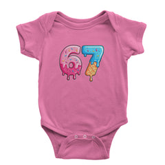 67 Dripping Ice Cream Donut Melt Infant One-Piece Romper Bodysuit Or Toddler T-shirt Raspberry