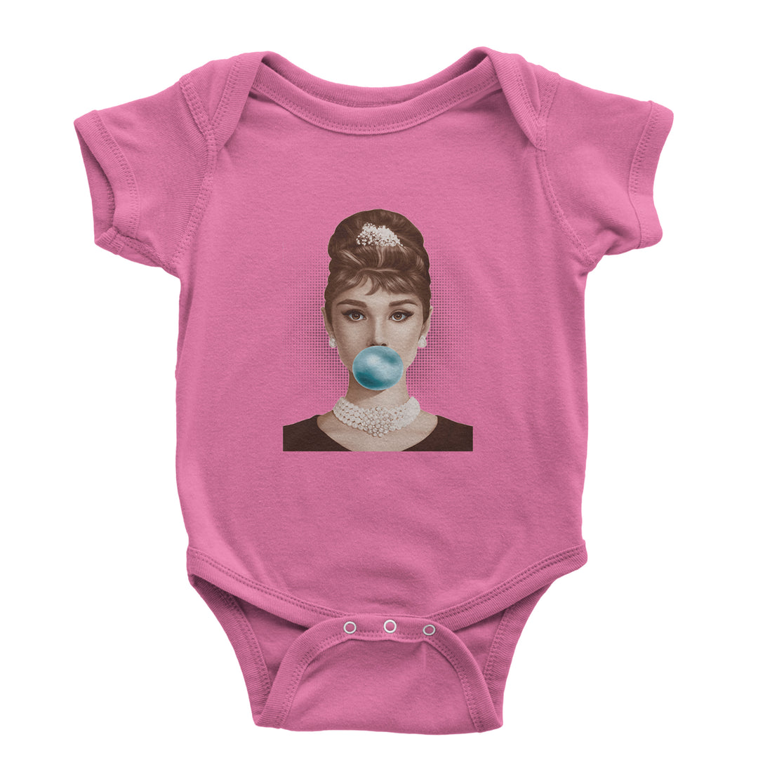 Audrey Hepburn Chewing Bubble Gum American Icon Infant One-Piece Romper Bodysuit Or Toddler T-shirt Raspberry