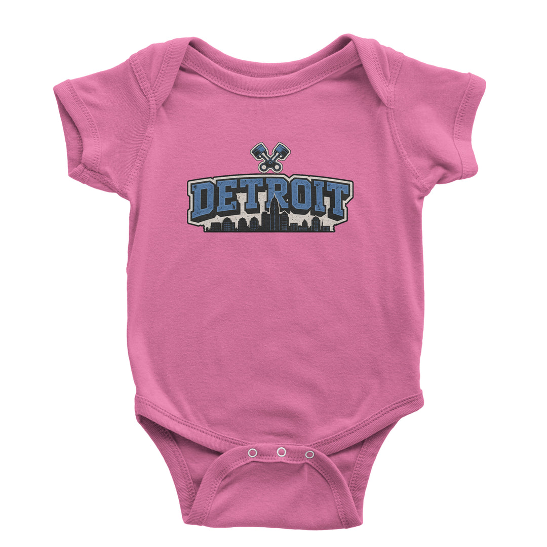 Detroit Motor City Retro Piston Infant One-Piece Romper Bodysuit Or Toddler T-shirt Raspberry