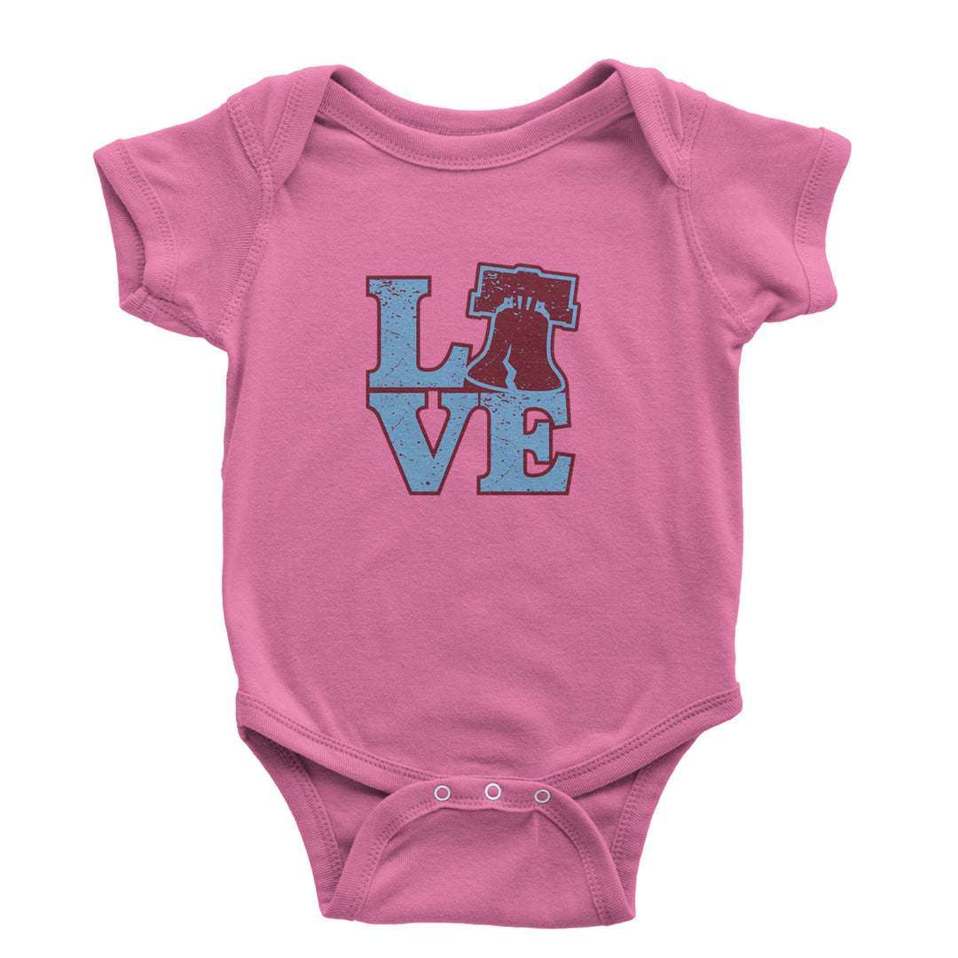 Love Philly Liberty Bell Infant One-Piece Romper Bodysuit Or Toddler T-shirt Raspberry