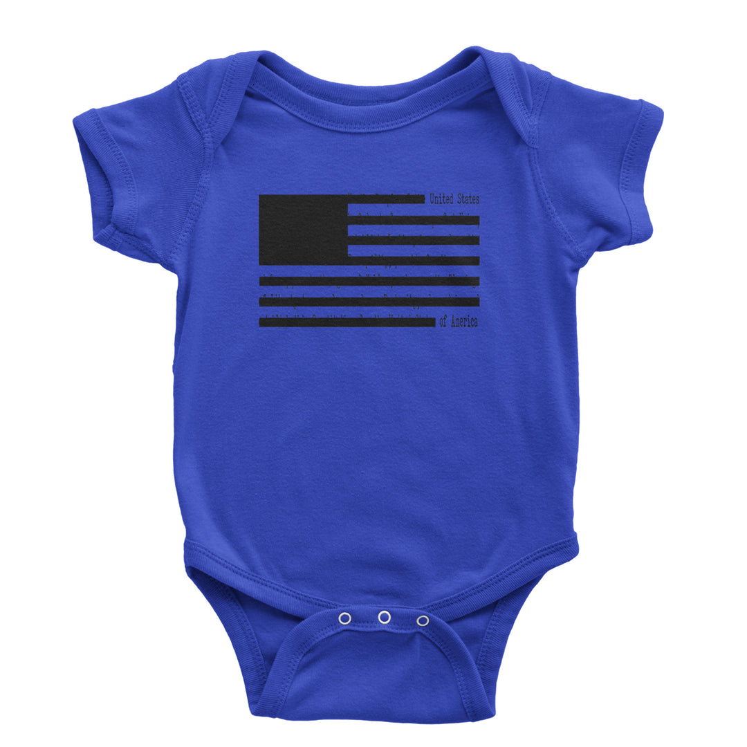Redacted American Flag Infant One-Piece Romper Bodysuit or Toddler T-shirt Royal Blue