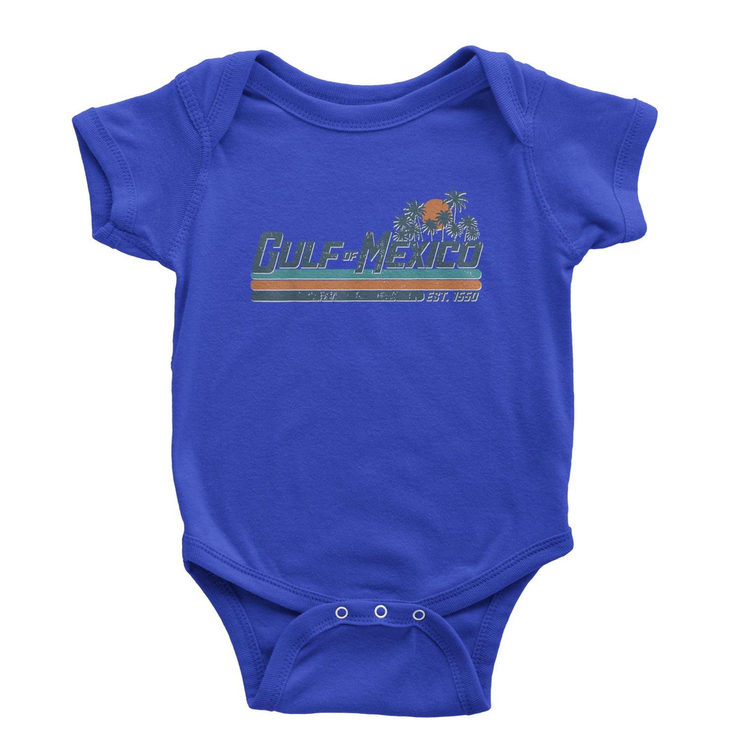 Gulf Of Mexico Established Year 1550 Infant One-Piece Romper Bodysuit Or Toddler T-shirt Royal Blue