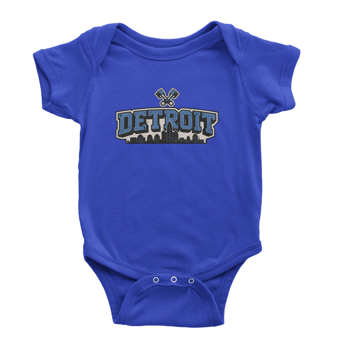 Detroit Motor City Retro Piston Infant One-Piece Romper Bodysuit Or Toddler T-shirt Royal Blue