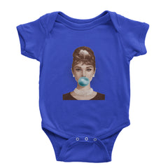 Audrey Hepburn Chewing Bubble Gum American Icon Infant One-Piece Romper Bodysuit Or Toddler T-shirt Royal Blue