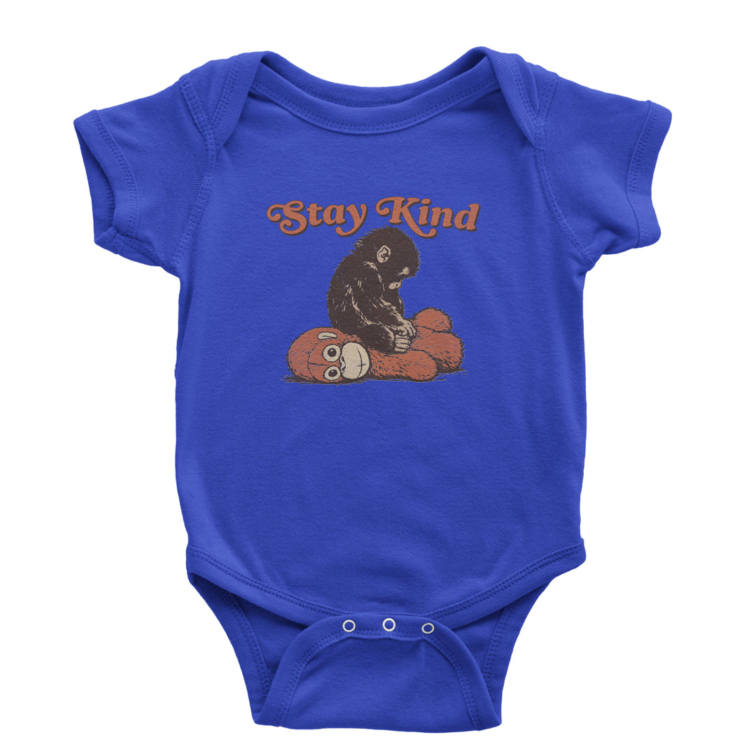Punch Stay Kind Macaque Infant One-Piece Romper Bodysuit Or Toddler T-shirt Royal Blue
