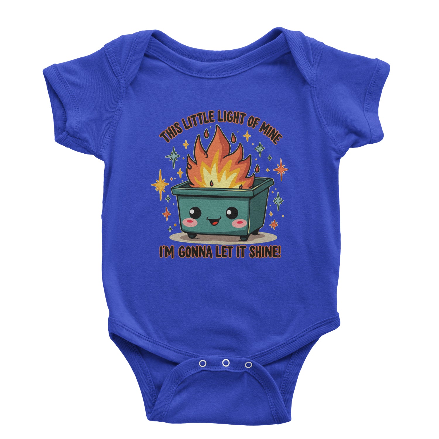 This Little Light of Mine Dumpster Fire Smile Face Infant One-Piece Romper Bodysuit Or Toddler T-shirt Royal Blue