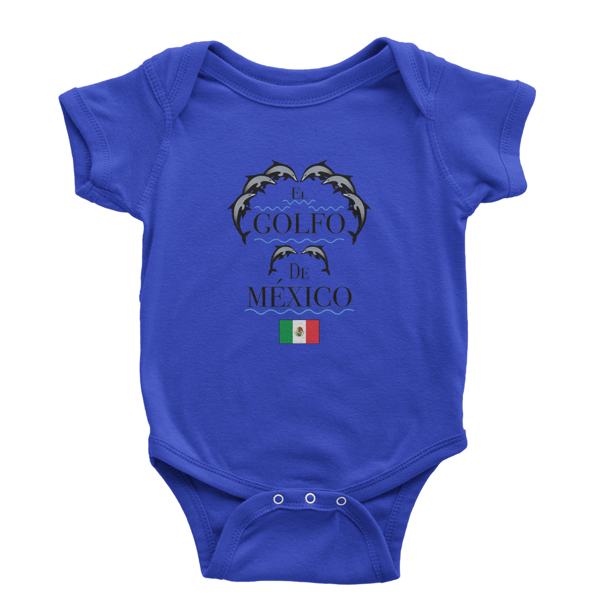 El Golfo De Mexico Dancing Dolphins Infant One-Piece Romper Bodysuit or Toddler T-shirt Royal Blue