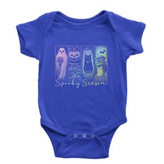 Spooky Season Cute Pastel Halloween Design Infant One-Piece Romper Bodysuit Or Toddler T-shirt Royal Blue