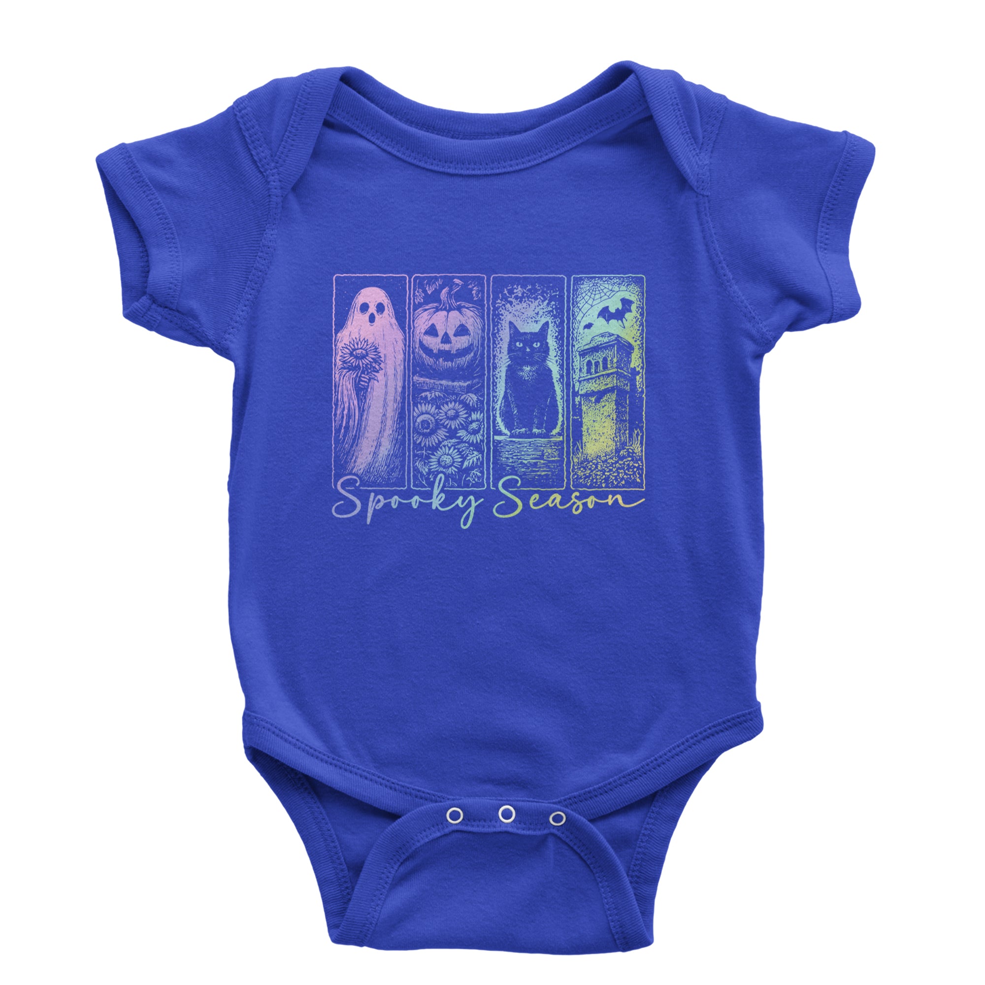 Spooky Season Cute Pastel Halloween Design Infant One-Piece Romper Bodysuit Or Toddler T-shirt Royal Blue