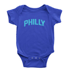 Philly Philadelphia Pride graphic on Onesie and Toddler T-Shirt in Royal Blue