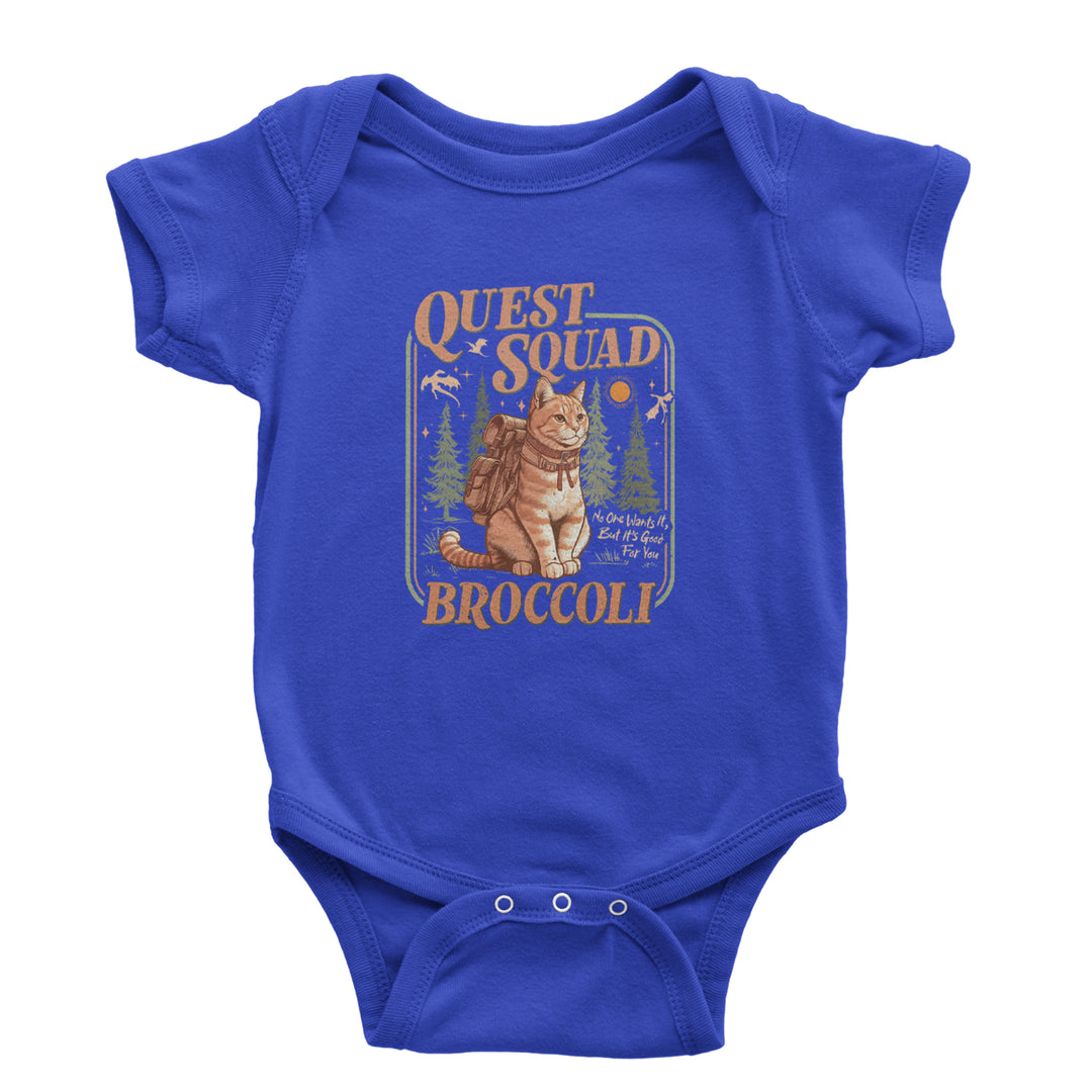 Quest Squad Broccoli Cat Fantasy Reader  Infant One-Piece Romper Bodysuit Or Toddler T-shirt Royal Blue