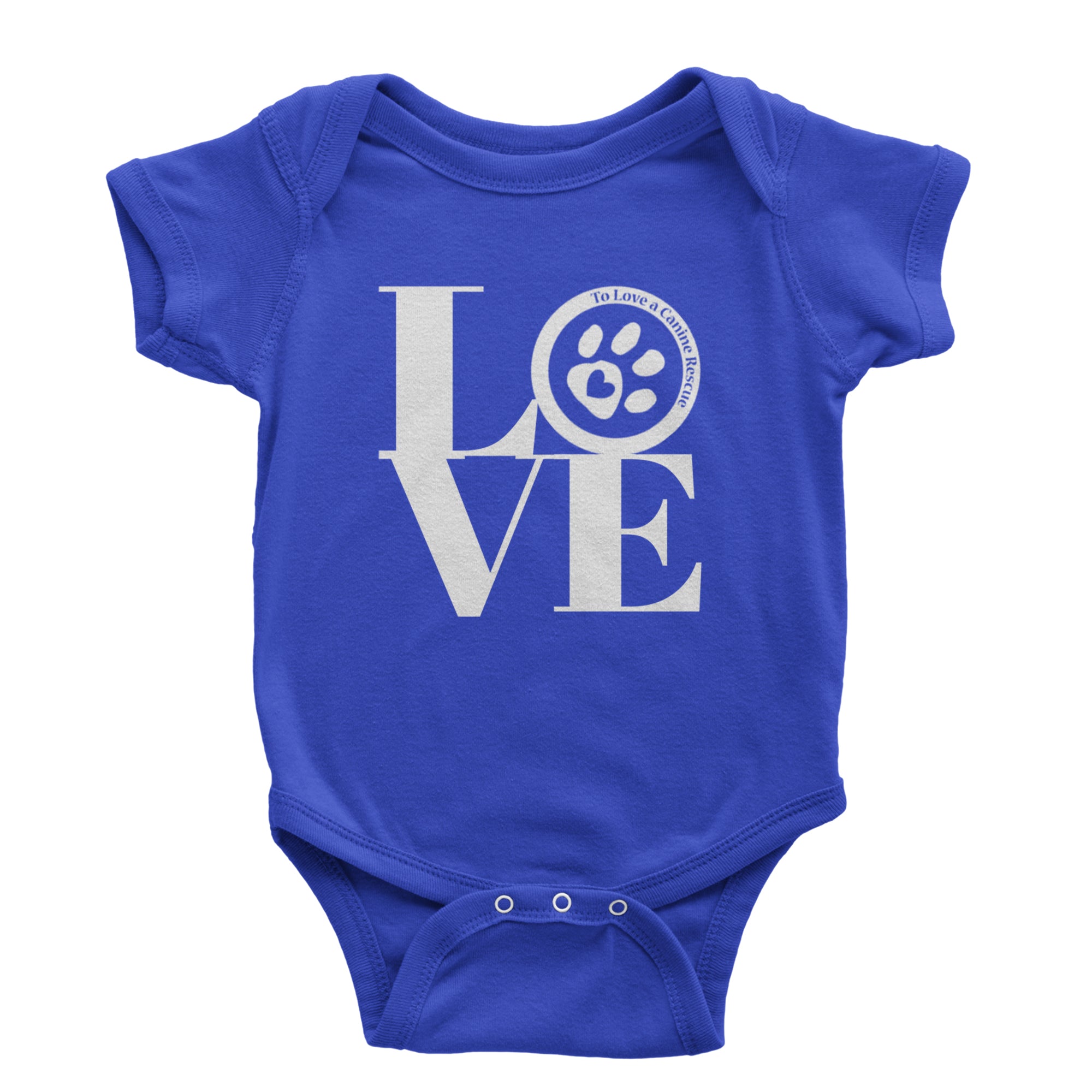 TLC LOVE Dog Rescue Infant One-Piece Romper Bodysuit Or Toddler T-shirt Royal Blue