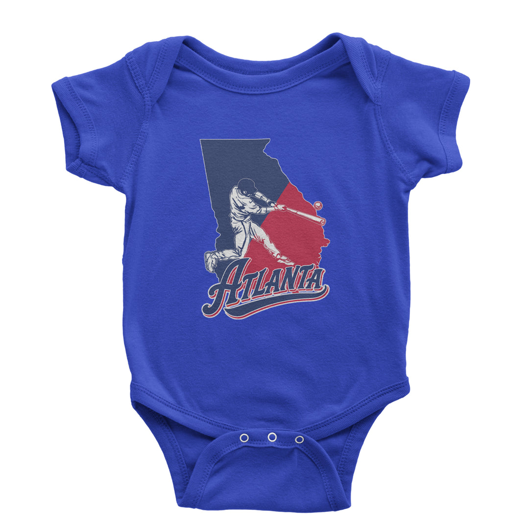 Atlanta Georgia Batter Up Infant One-Piece Romper Bodysuit Or Toddler T-shirt Royal Blue