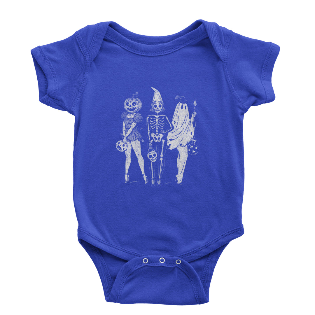 Vintage Spooky Squad Pinup Halloween Design Infant One-Piece Romper Bodysuit Or Toddler T-shirt Royal Blue
