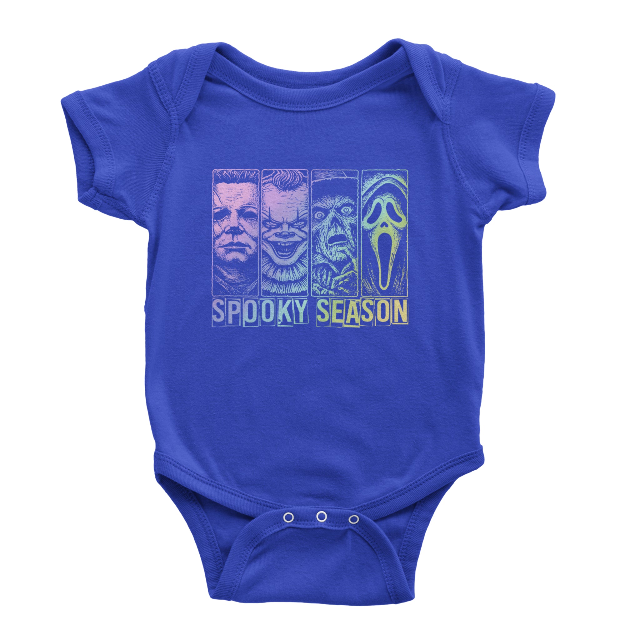 Spooky Season Horror Icons Halloween Infant One-Piece Romper Bodysuit Or Toddler T-shirt Royal Blue