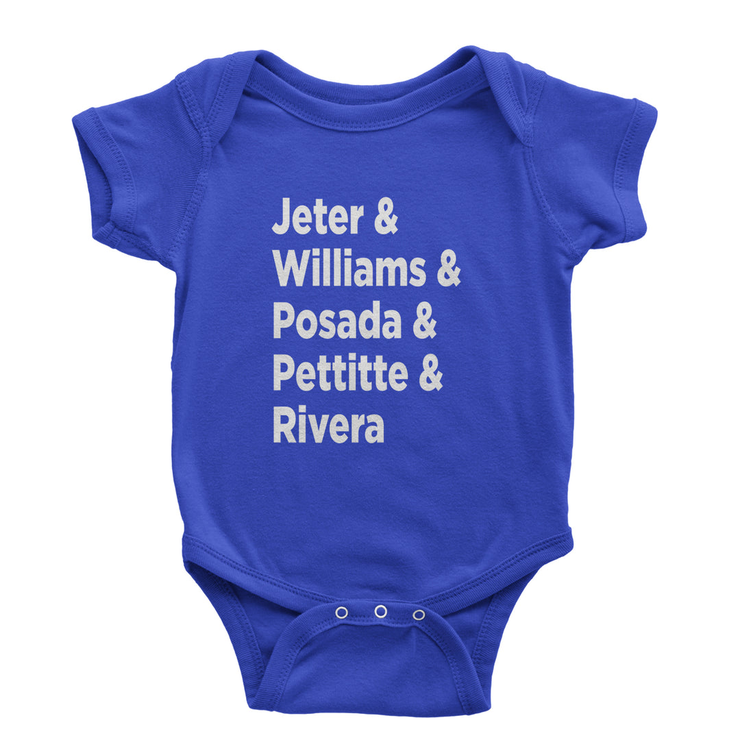 Jeter & Williams & Posada & Pettitte & Rivera Infant One-Piece Romper Bodysuit Or Toddler T-shirt Royal Blue