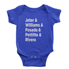 Jeter & Williams & Posada & Pettitte & Rivera Infant One-Piece Romper Bodysuit Or Toddler T-shirt Royal Blue
