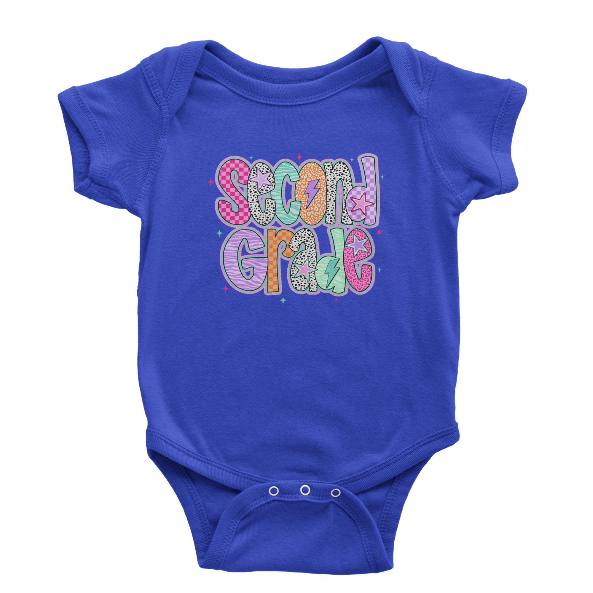 Second Grade Star Colorful Back to School Infant One-Piece Romper Bodysuit Or Toddler T-shirt Royal Blue