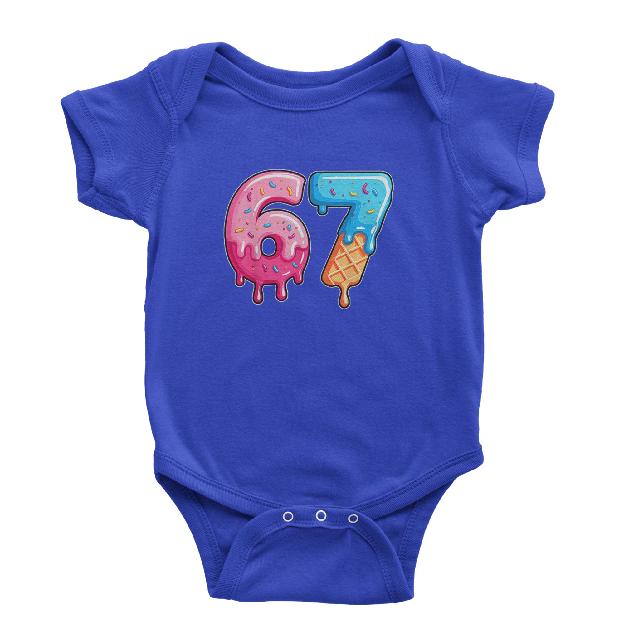 67 Dripping Ice Cream Donut Melt Infant One-Piece Romper Bodysuit Or Toddler T-shirt Royal Blue