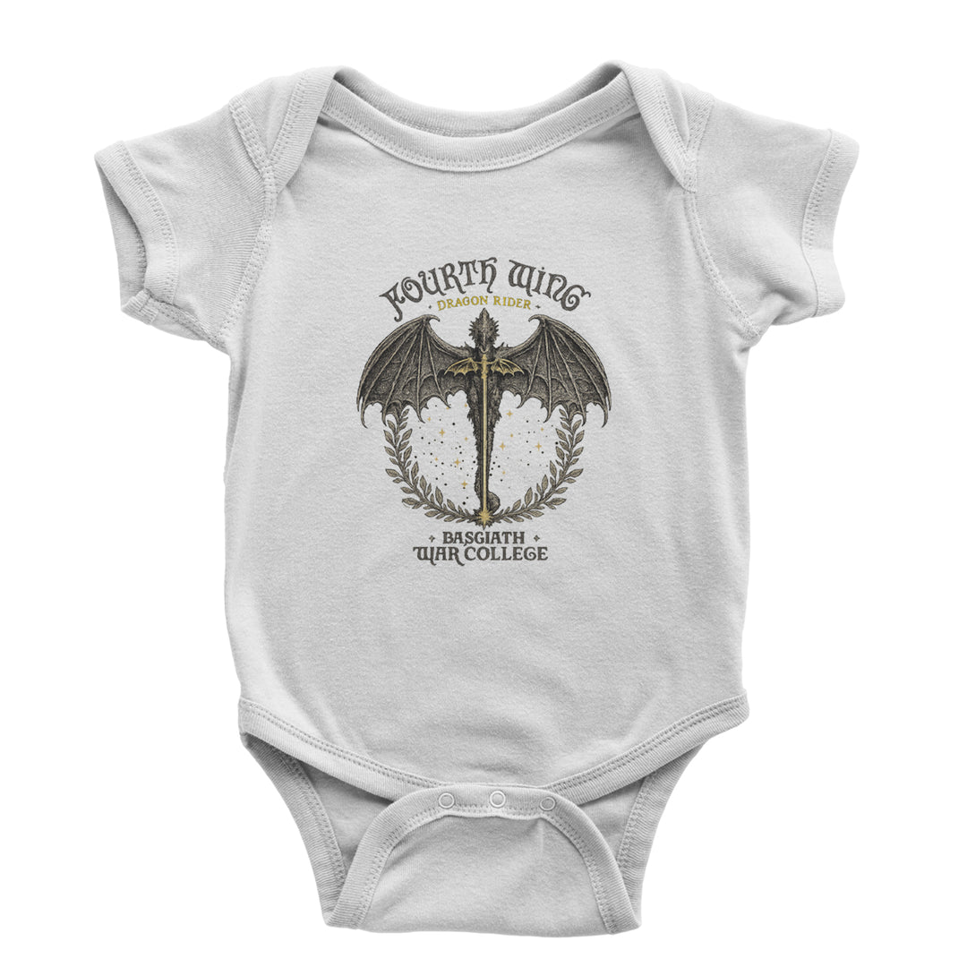 Fourth Wing Dragon Rider Vintage Basgiath War College Infant One-Piece Romper Bodysuit Or Toddler T-shirt White