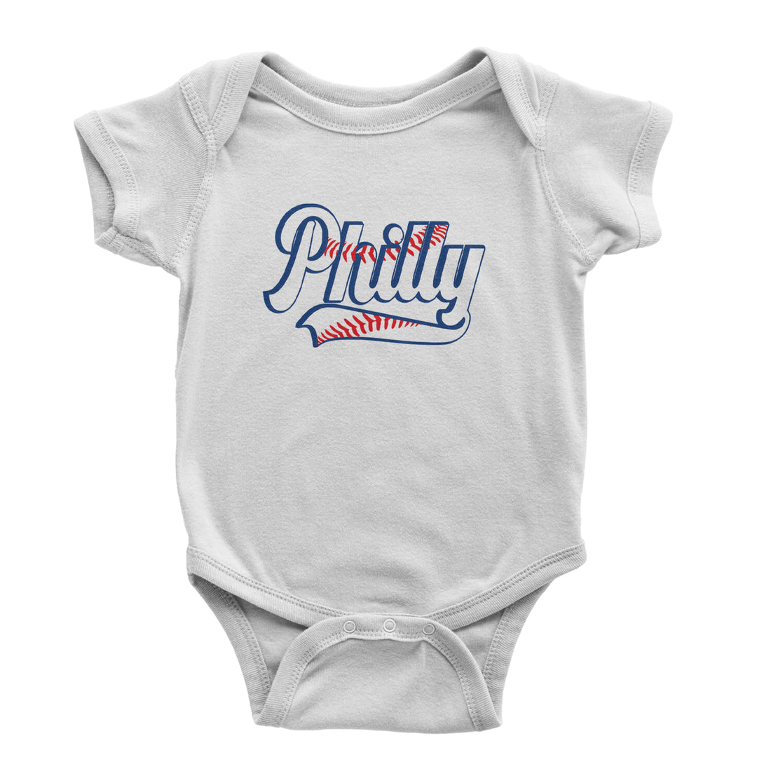 Philly Baseball Stitching Infant One-Piece Romper Bodysuit Or Toddler T-shirt White