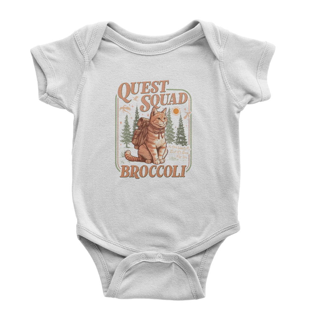 Quest Squad Broccoli Cat Fantasy Reader  Infant One-Piece Romper Bodysuit Or Toddler T-shirt White