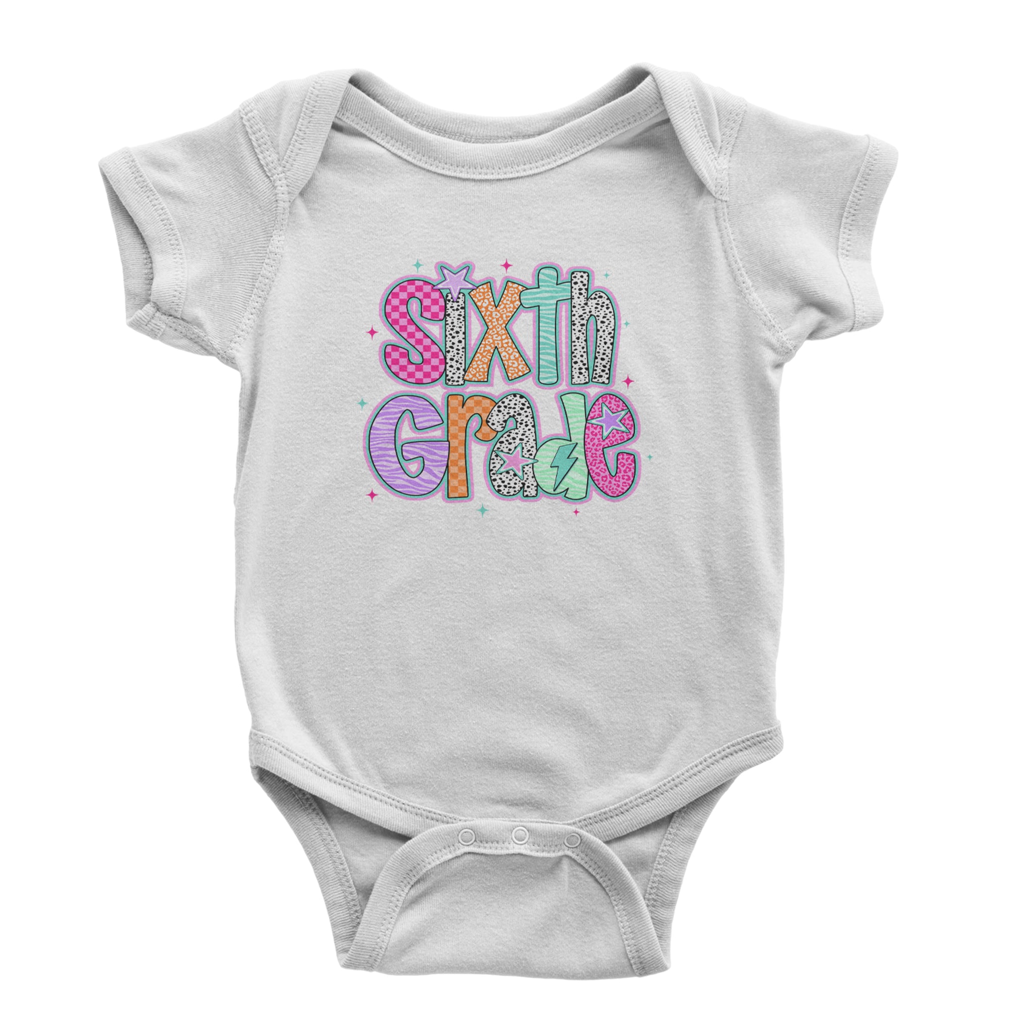 Sixth Grade Colorful Back to School Infant One-Piece Romper Bodysuit Or Toddler T-shirt Black