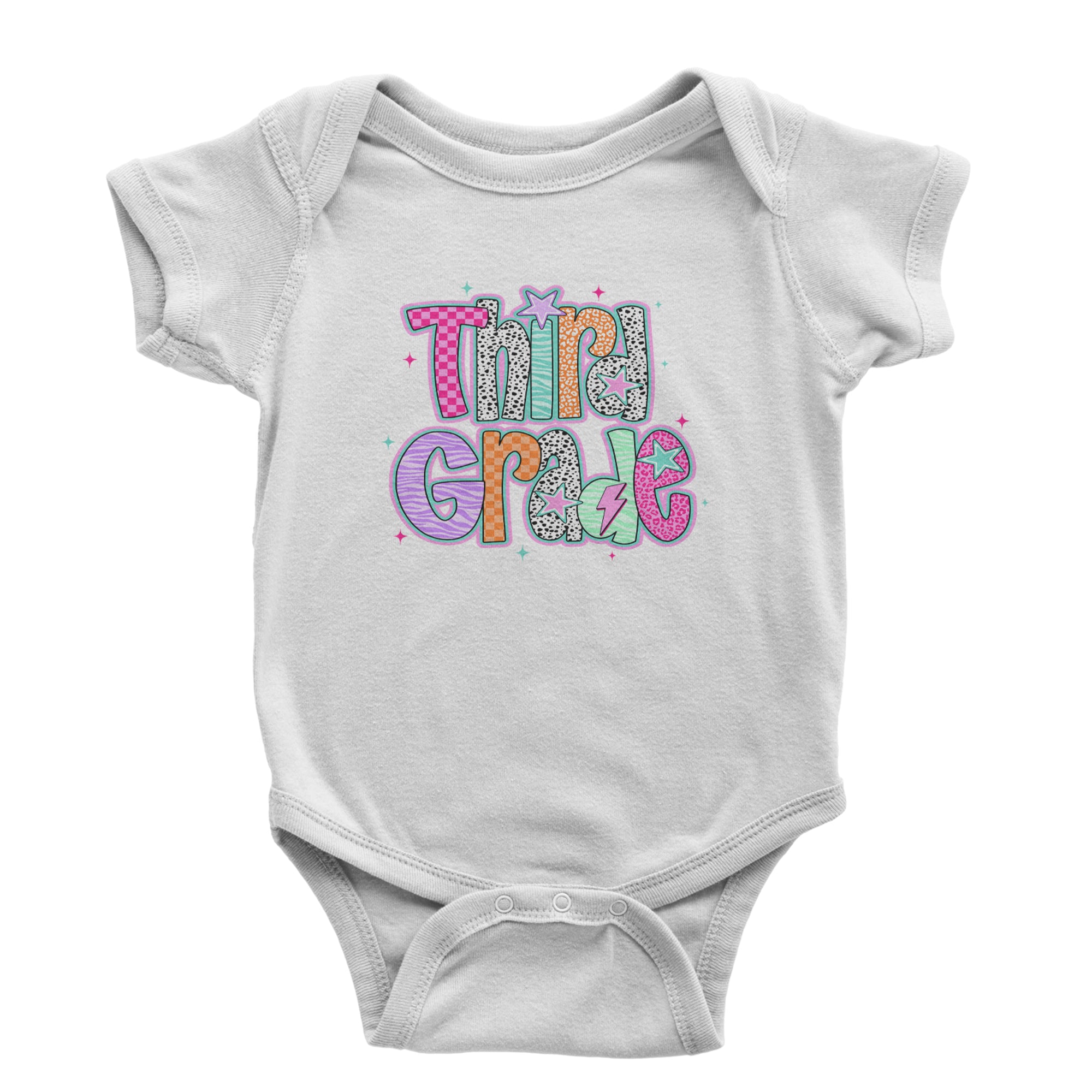 Third Grade Thunder Colorful Back to School Infant One-Piece Romper Bodysuit Or Toddler T-shirt Black