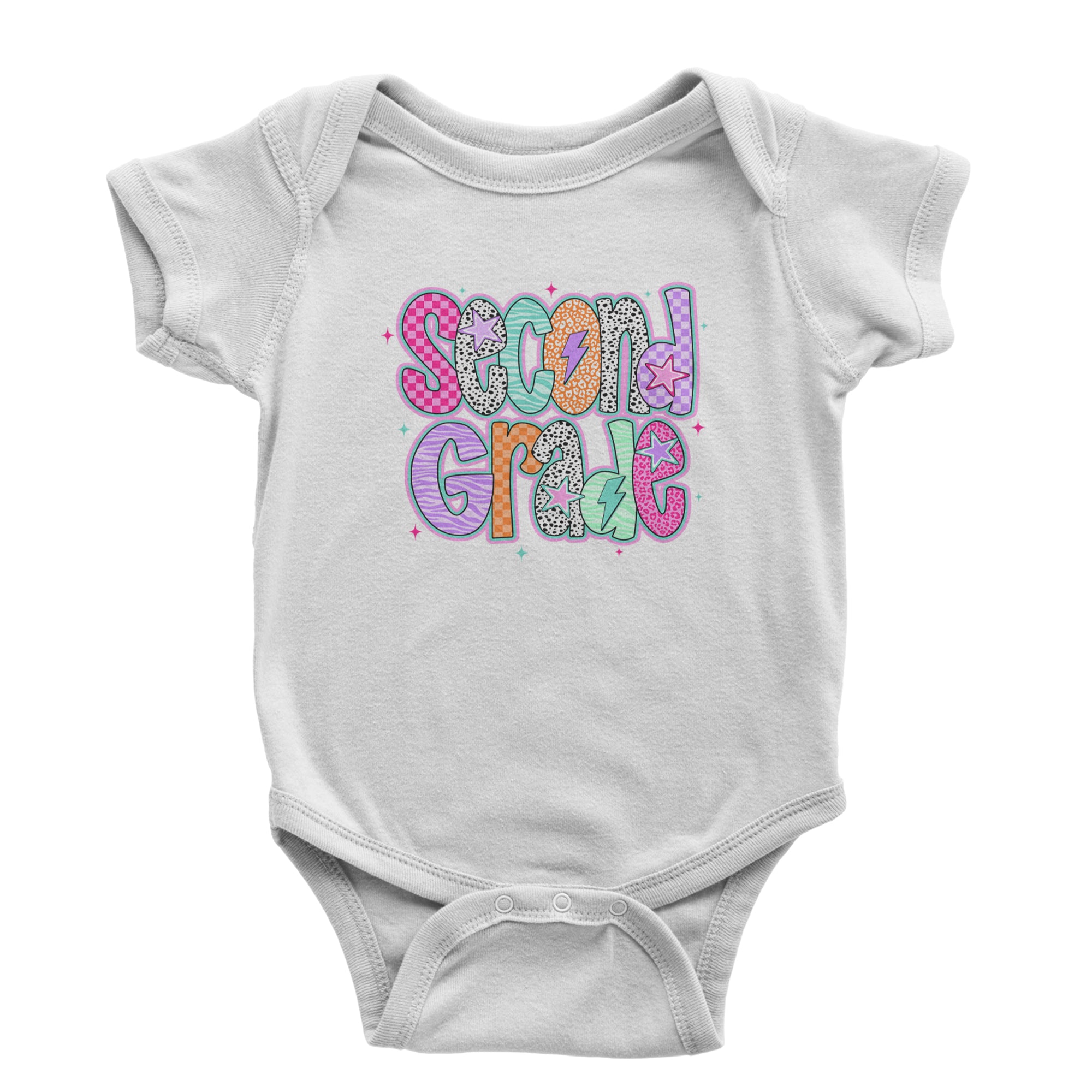 Second Grade Star Colorful Back to School Infant One-Piece Romper Bodysuit Or Toddler T-shirt Black