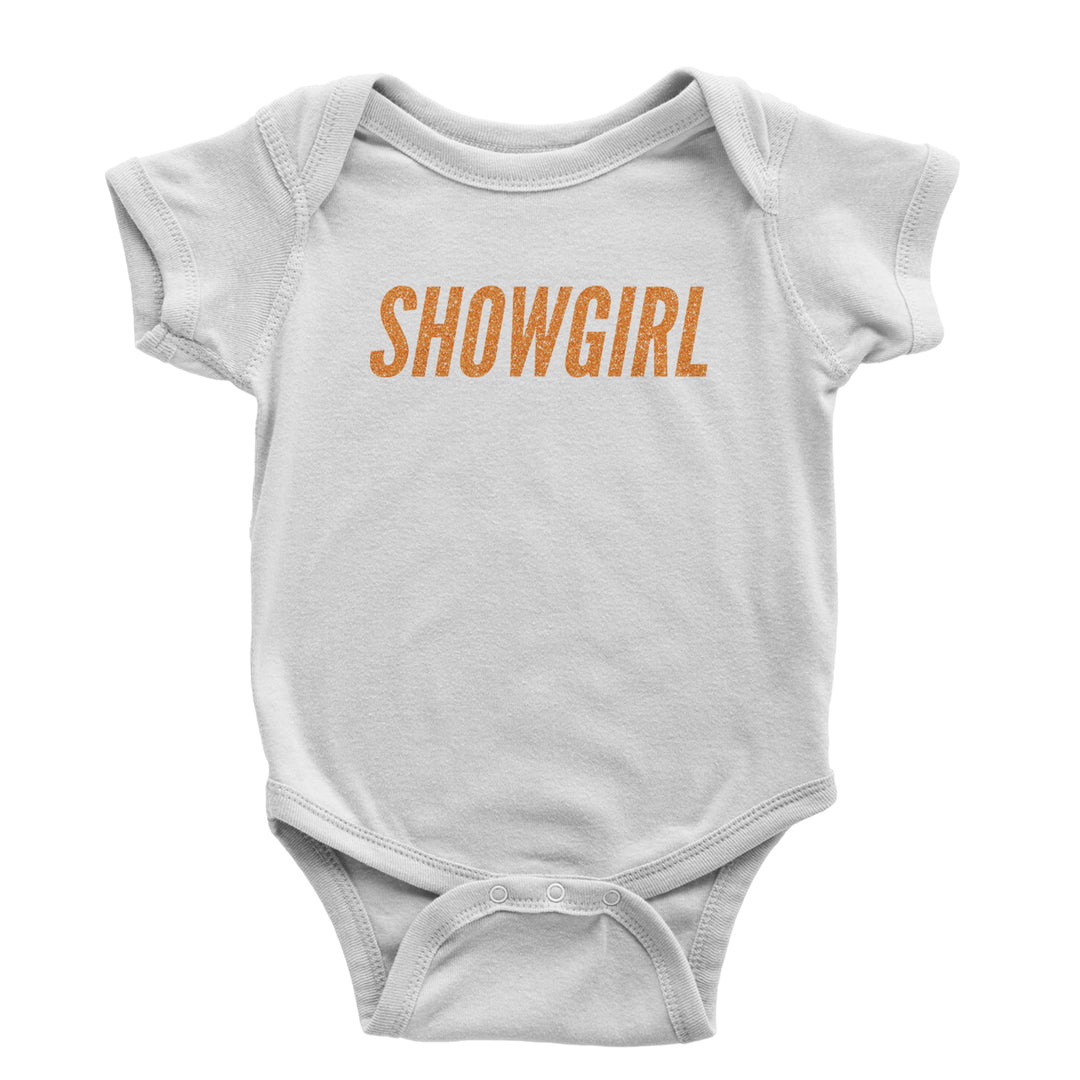 Showgirl Orange Glitter Infant One-Piece Romper Bodysuit Or Toddler T-shirt White
