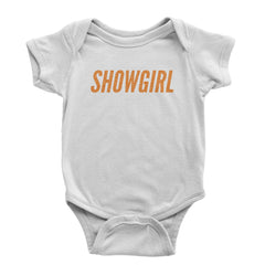 Showgirl Orange Glitter Infant One-Piece Romper Bodysuit Or Toddler T-shirt White