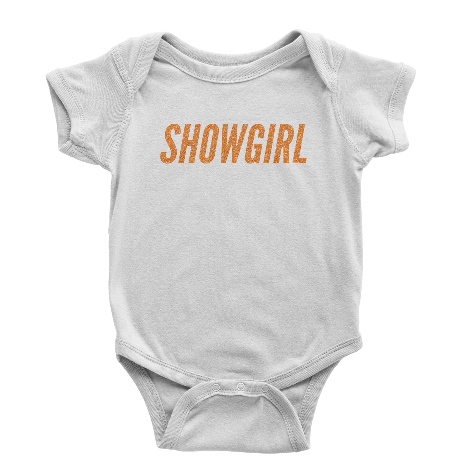 Showgirl Orange Glitter Infant One-Piece Romper Bodysuit Or Toddler T-shirt Black