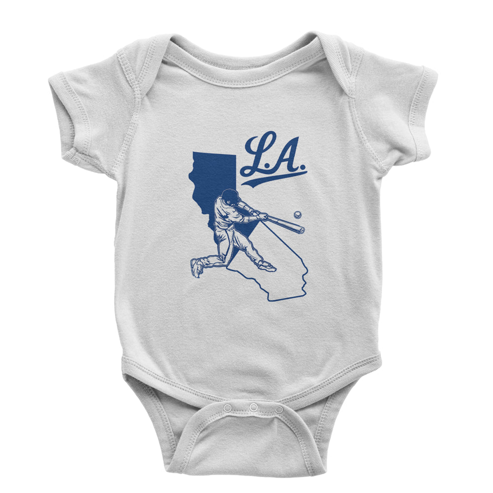 Los Angeles Baseball Batter Up Infant One-Piece Romper Bodysuit Or Toddler T-shirt White