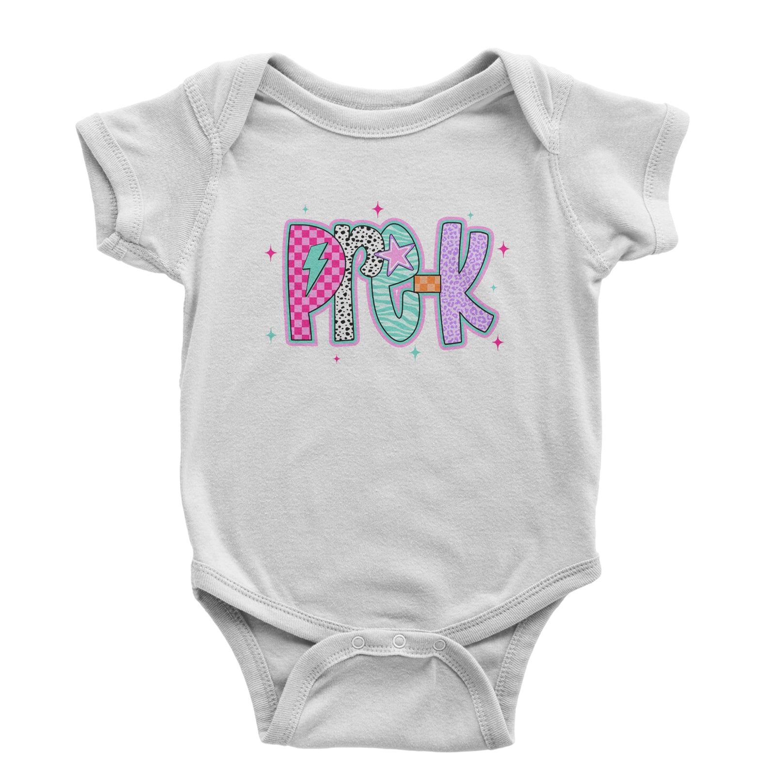 Pre-K Party Time Colorful Back to School Infant One-Piece Romper Bodysuit Or Toddler T-shirt Black