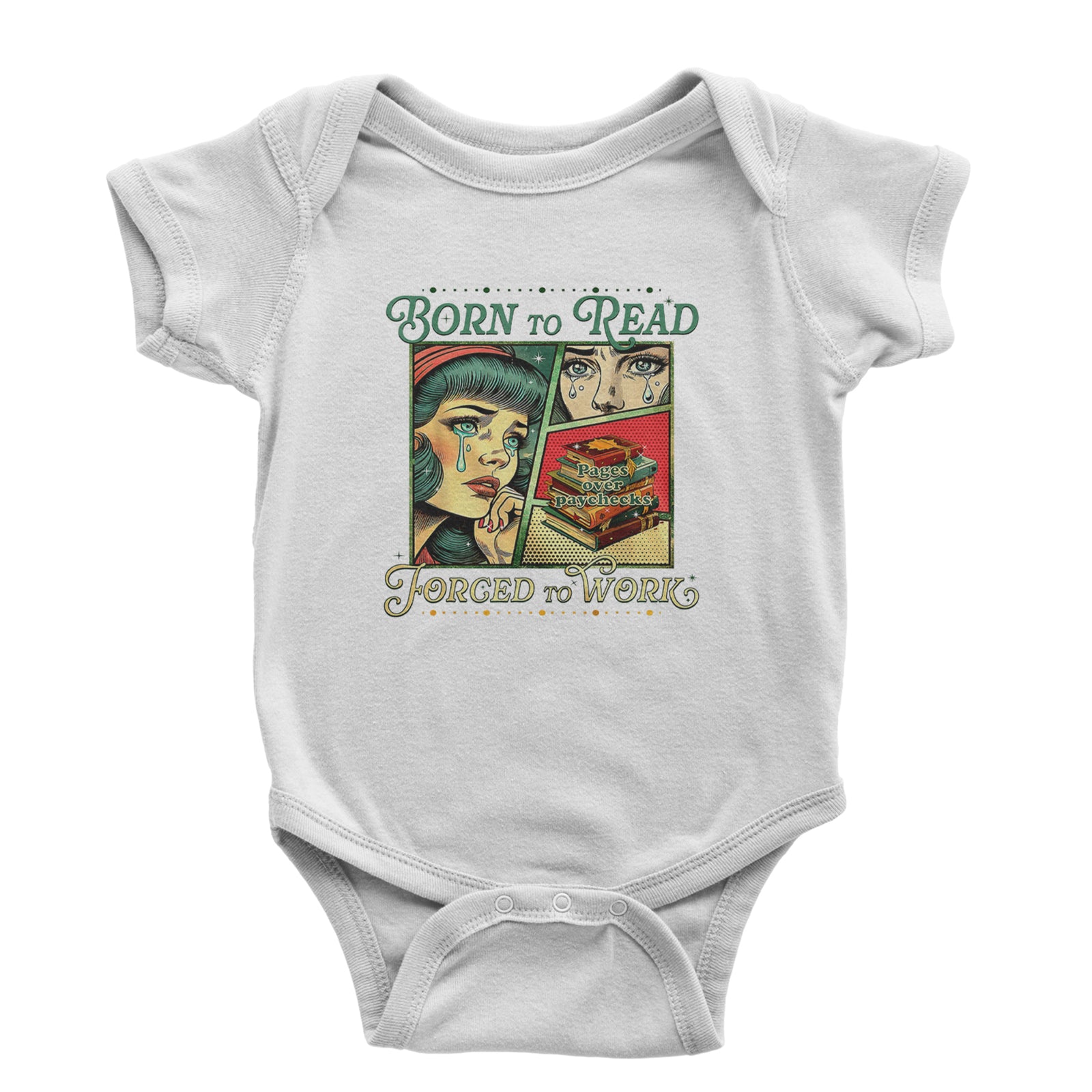 Born To Read, Forced To Work Infant One-Piece Romper Bodysuit Or Toddler T-shirt Black