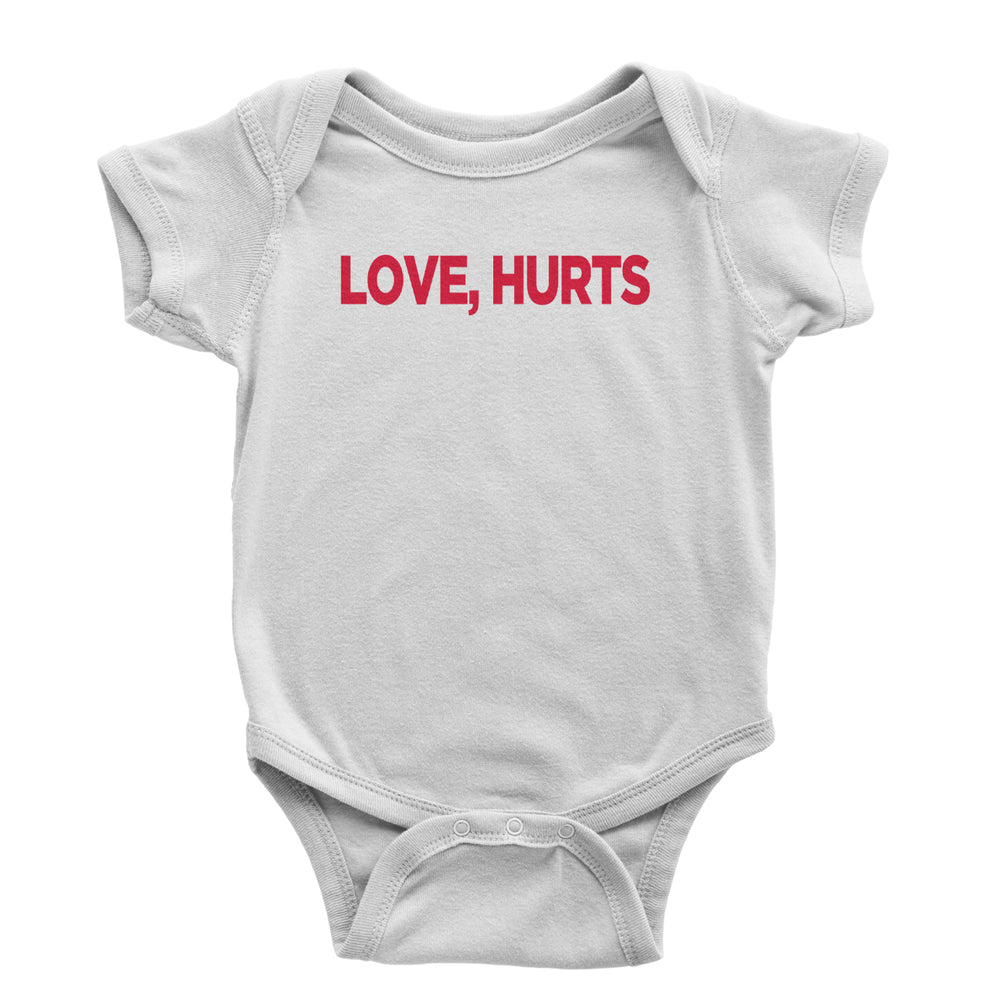 Love Hurts graphic on Onesie and Toddler T-Shirt in White