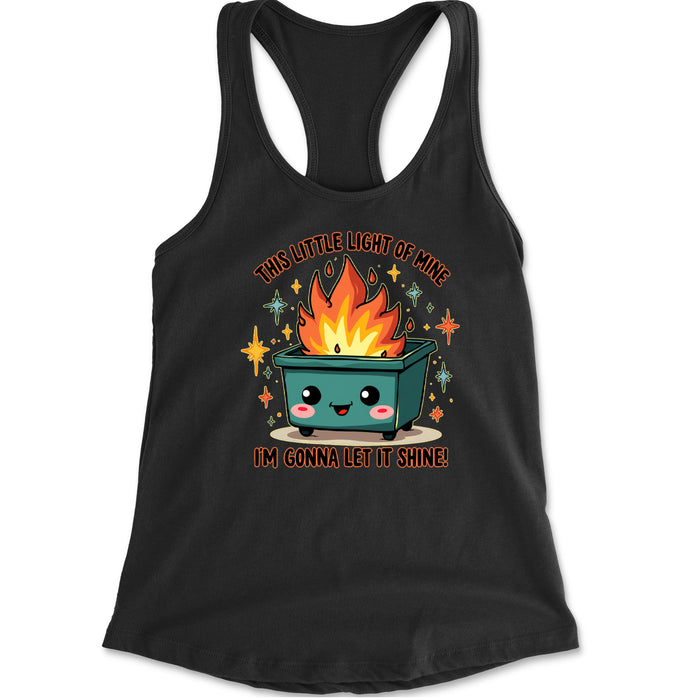 This Little Light of Mine Dumpster Fire Smile Face Racerback Tank Top for Women