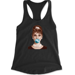 Audrey Hepburn Chewing Bubble Gum American Icon Racerback Tank Top for Women Black