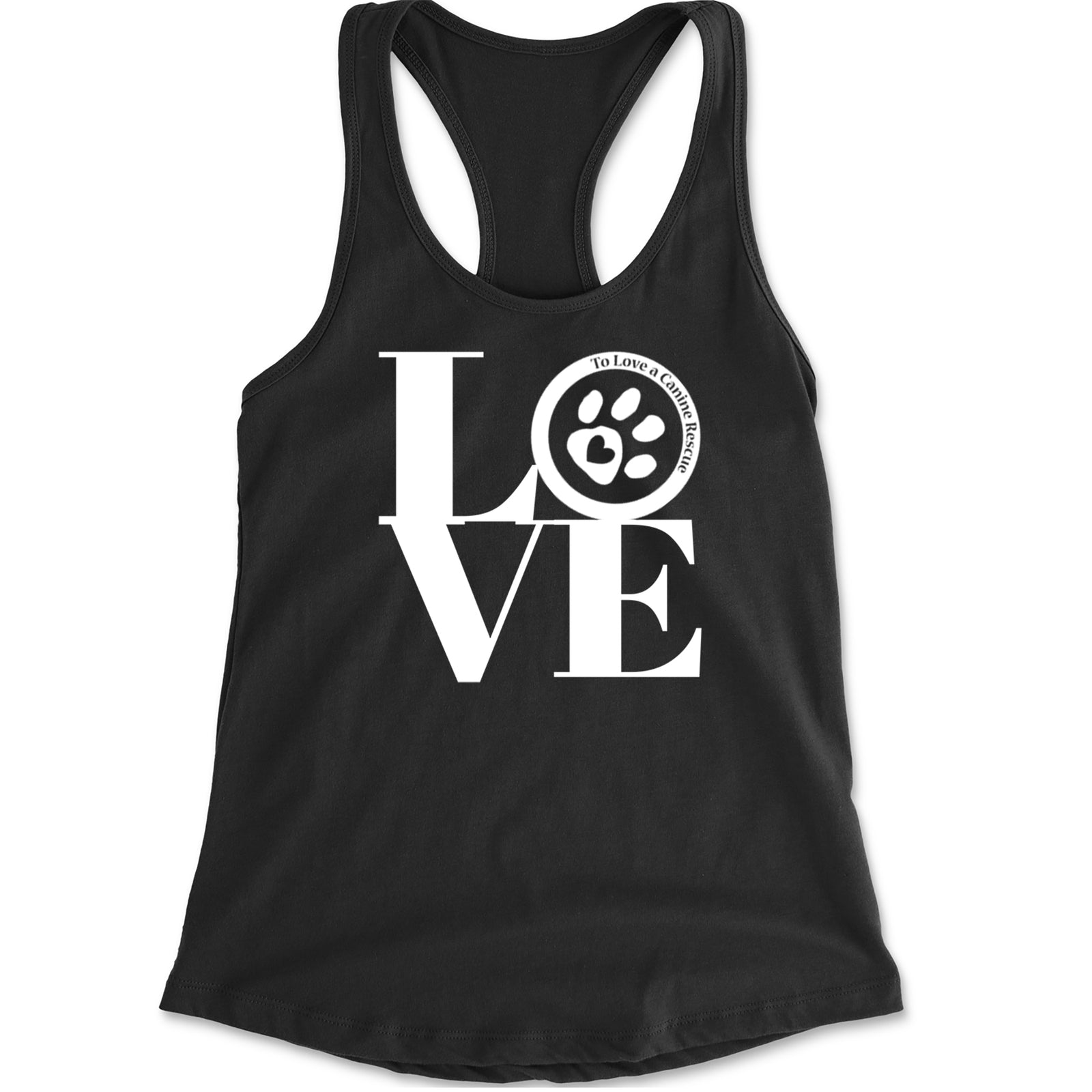 TLC LOVE Dog Rescue Racerback Tank Top for Women Black