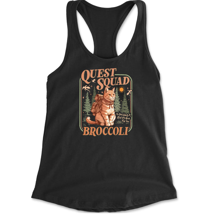 Quest Squad Broccoli Cat Fantasy Reader  Racerback Tank Top for Women