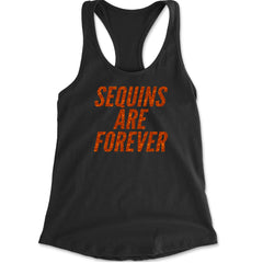 Sequins Are Forever Retro Glam Racerback Tank Top for Women Black