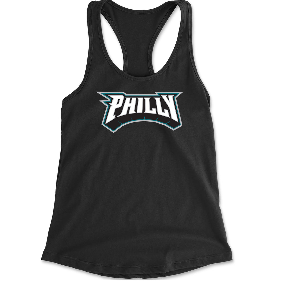 Philly Bold Block Throwback artwork with large retro block lettering on a Women's Lightweight Racerback Tank