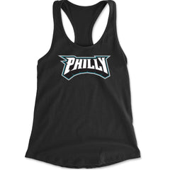 Philly Bold Block Throwback artwork with large retro block lettering on a Women's Lightweight Racerback Tank