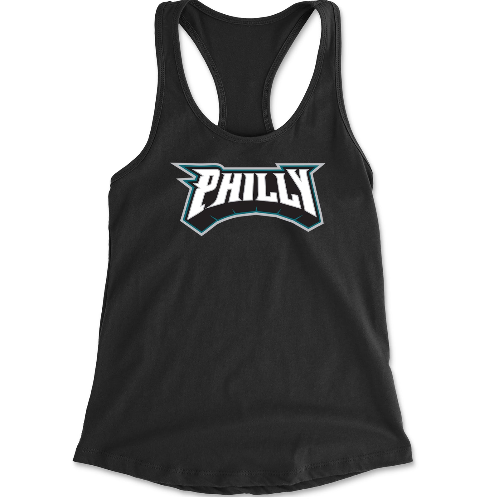 Philly Bold Block Throwback Racerback Tank Top for Women Black