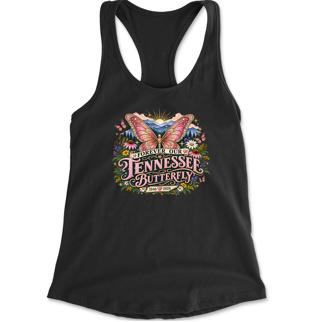 Forever Our Tennessee Butterfly Dolly Racerback Tank Top for Women Black