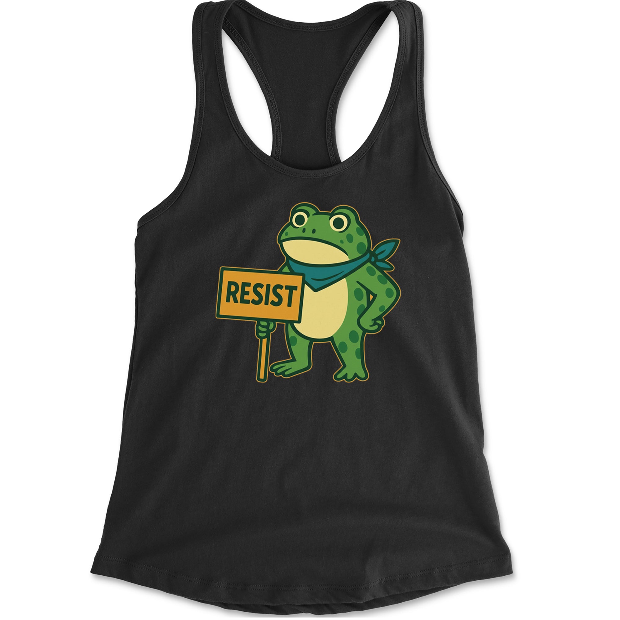Sign Resist Meme Frog Protest Racerback Tank Top for Women Black